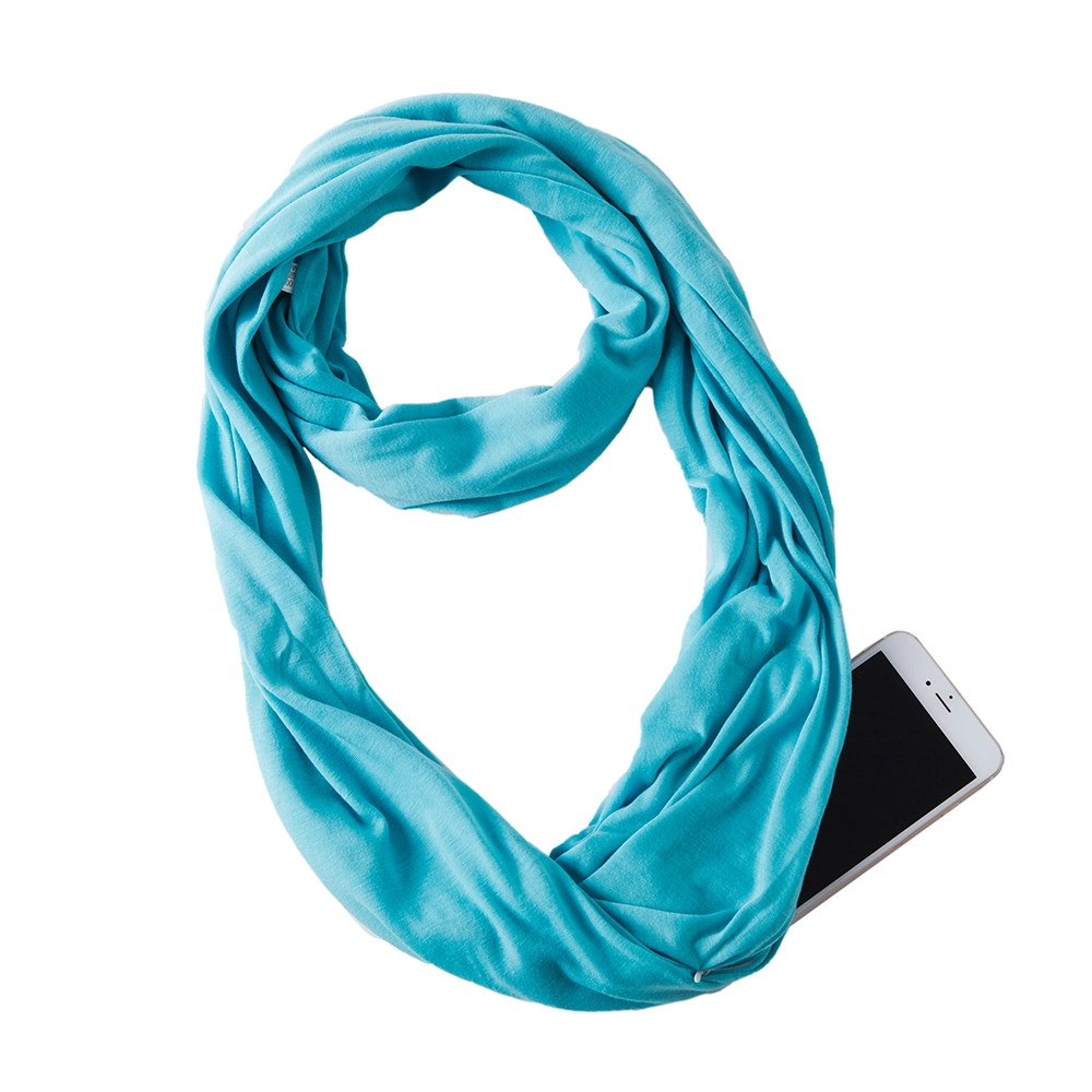 Pockets Infinity Scarf with Hidden Zipper Storage in Jersey Fabric