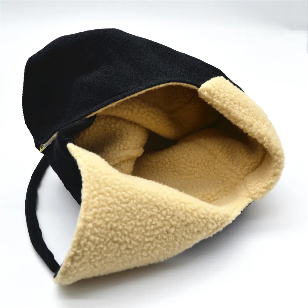 Custom Black Winter Autumn Adult Thickened Warm Cotton Polar Fleece Ushanka Hat Cap Ear Cover Protection Adjustable Straps
