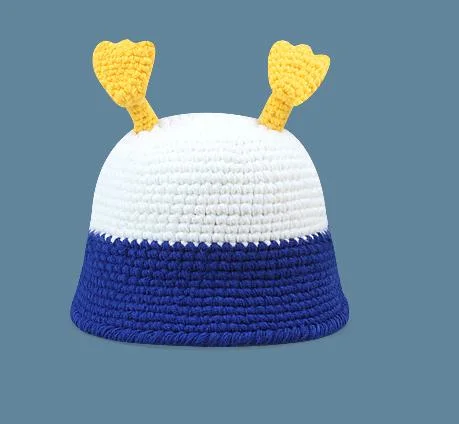 Cute Cartoon Funny Hand-Woven Parent-Child Acrylic Hat Autumn Winter Knitting Cap Hat Bucket Hat Cap Children&prime; S Pullover Hat