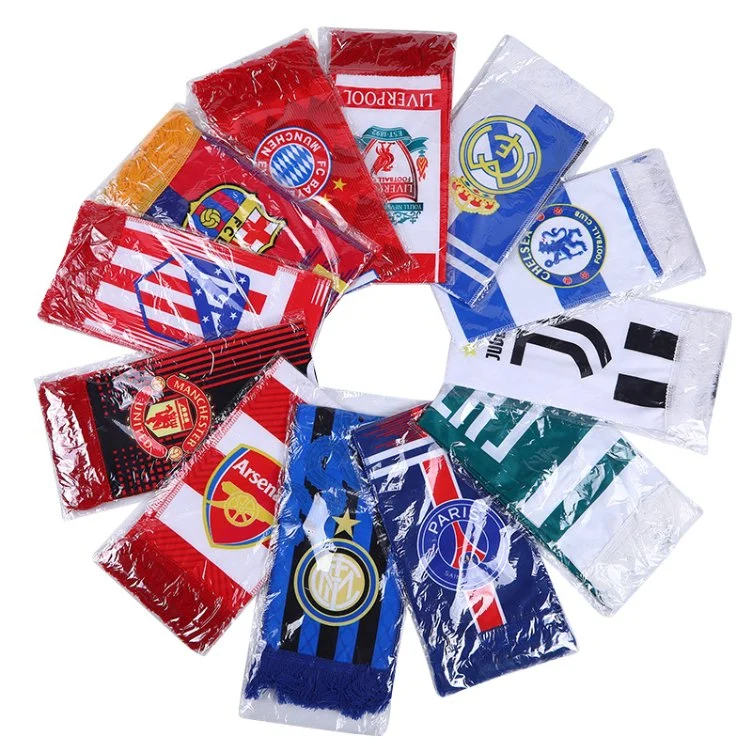 Free Sample Factory Direct Custom Slogan Logo Knitting Delicate Tassel Basketball Football Fan Scarf Fan Club Scarf