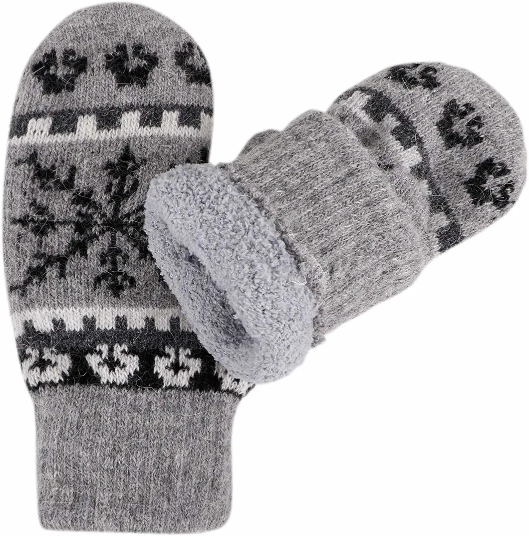 Mens Womens Winter Crochet Gloves Jacquard Patterns Warm Comfortable Knitted Mittens Without Fingers