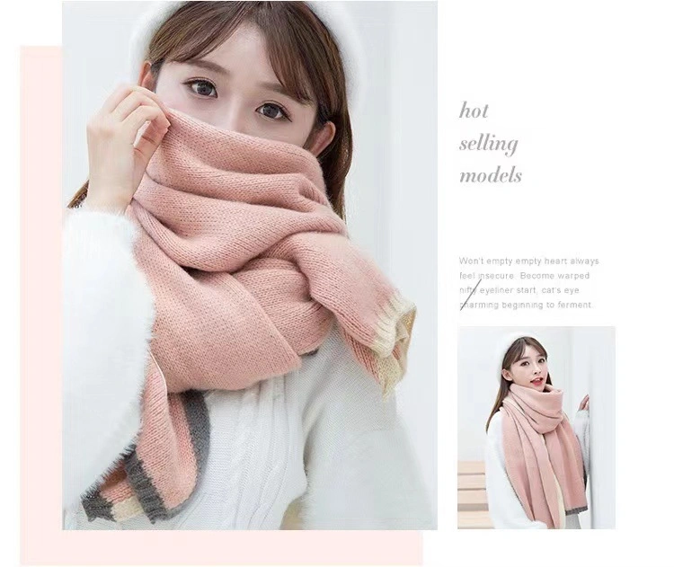 Custom Warm Ladies Scarves Solid Color Womens Winter Fake Cashmere Shawl Wrap Scarf