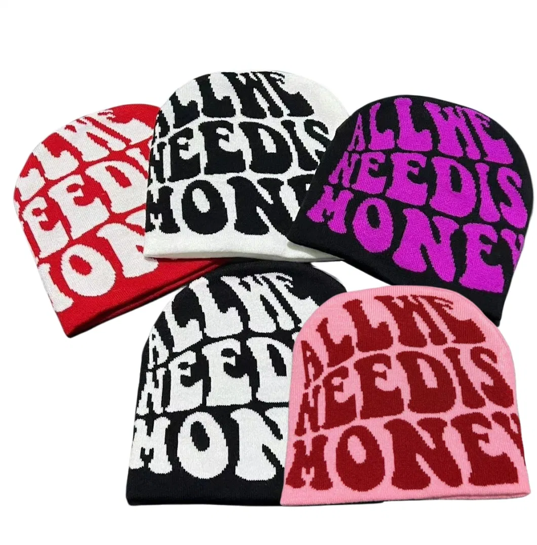 Custom Logo All Over Print Graphic High Quality Toques Jacquard Acrylic Beanie