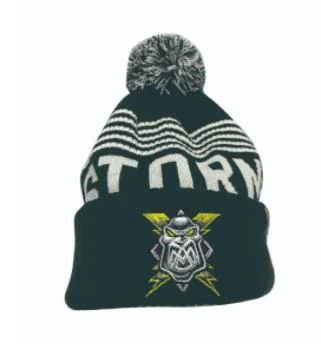 New Style Jacquard Custom Logo Stripe Knit Hat Beanie