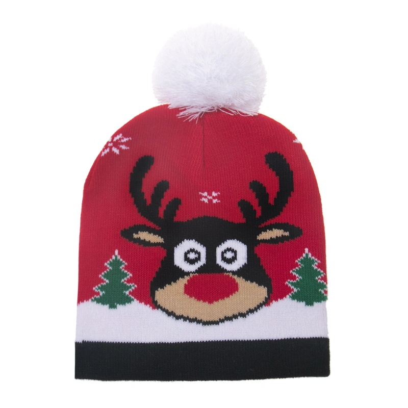High Quality Thick Warm Winter Knitted Hat Xmas Festival Hat Jacquard Christmas Hat Beanies