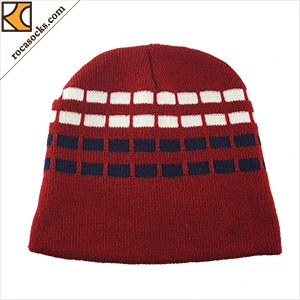 166010be-Acrylic Knit Hats Beanie with Polar Fleece