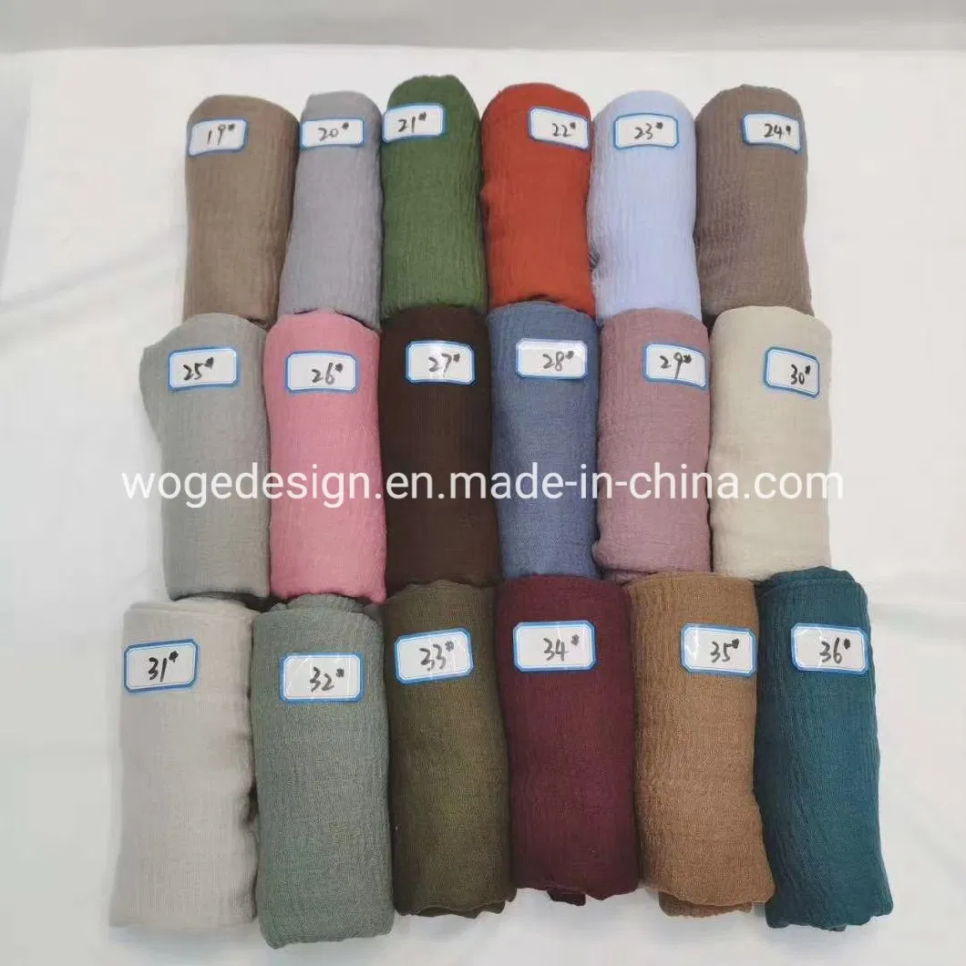 Fashion Yiwu Manufacturer Hot Sold Muslim Shawls Muffler Neck Cover Wrap Viscose Fabric Ladies Hijab Scarf with 105colors Available