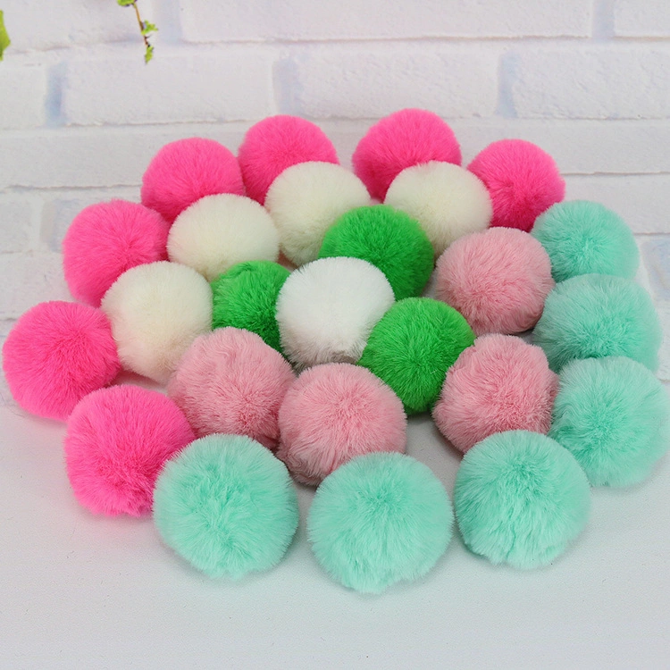 Wholesale Colorful Rabbit Fur Pompom 4-5cm Fox Fur Ball POM POM for Women Winter Hat and Cap