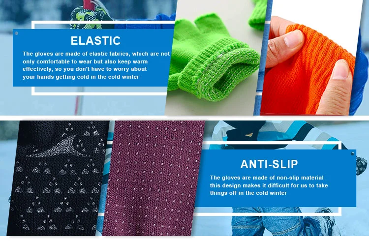 Warm Elastic Magic Knitted Wool Yarn Customized Acrylic Gloves