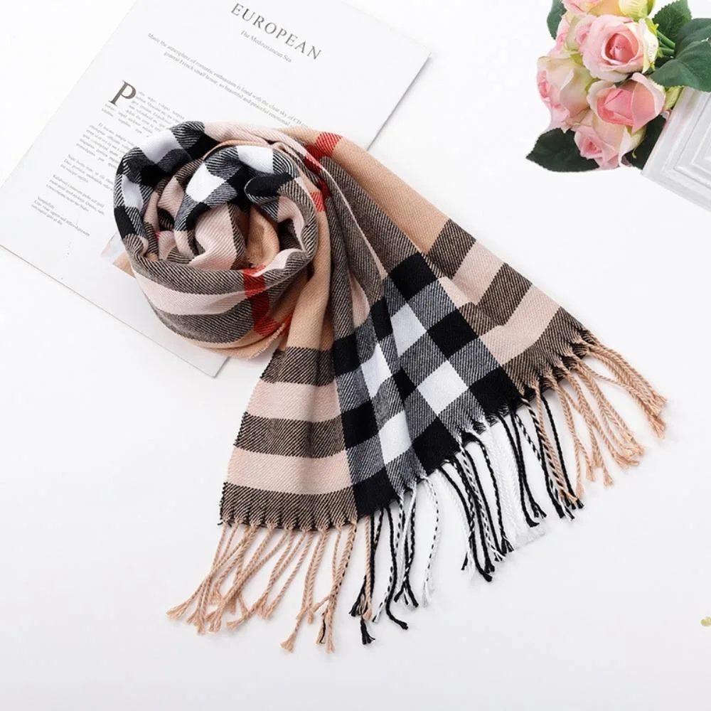 Neck Scarves Warm Shawls Autumn Winter British Plaid Scarf Men Women Bl19976