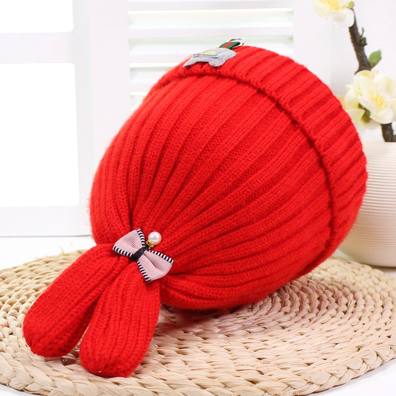 Stripe Knitted Acrylic Winter POM POM Beanie Baby Hat