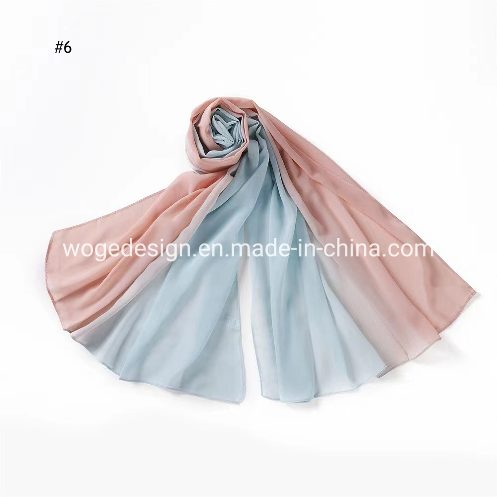 Factory Wholesale High Quality Scarfs Hijab Dupatta Shawl Wrap Turban Woman Chiffon Polyester Plain Handpainting Muslim Scarf