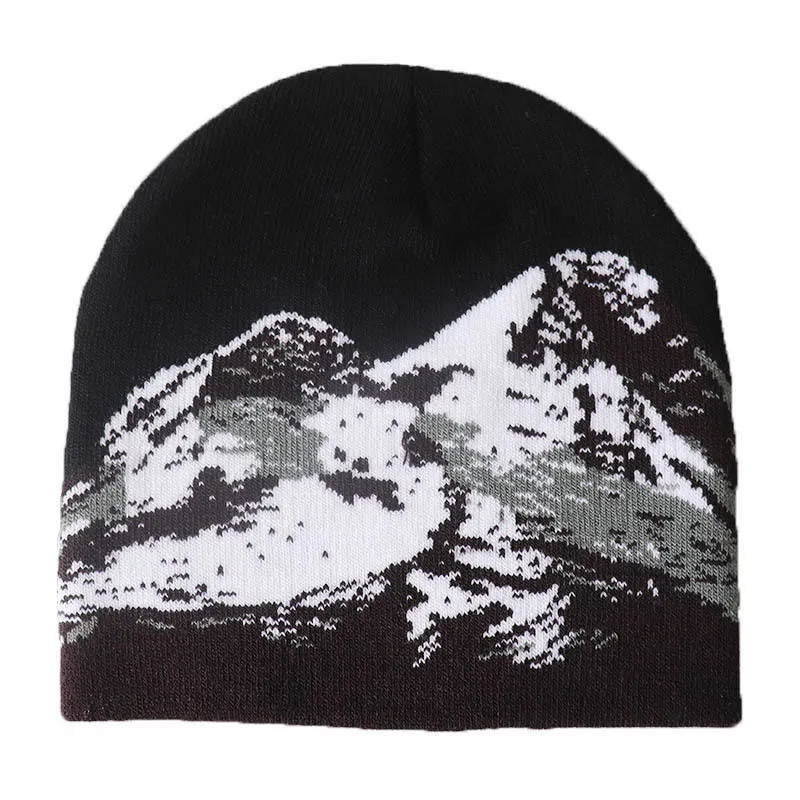 Custom High Quality Unisex Acrylic Jacquard Winter Cap Pullover Protection Warm Hat Knitted Sports Ski Snow Mountain Logo Beanie