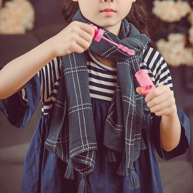 Checked Children Cotton Colorful Warm Spring Daily Fashion Soft Long Scarf