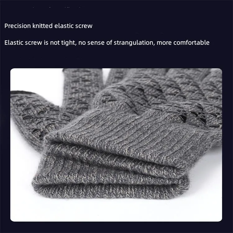 Warm Knitted Gloves Plus Velvet Thick Non-Slip Winter Touch Screen Gloves