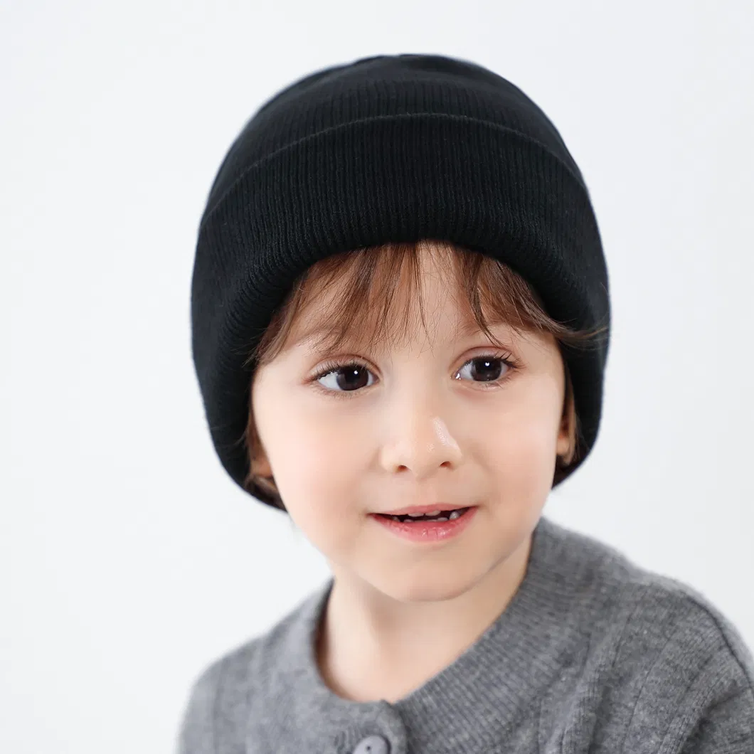 Hot Sell Unisex Warm Thick Children Kids Beanie Candy Colors Fashion Plain High Quality Acrylic Knitted Winter Cute Baby Hat