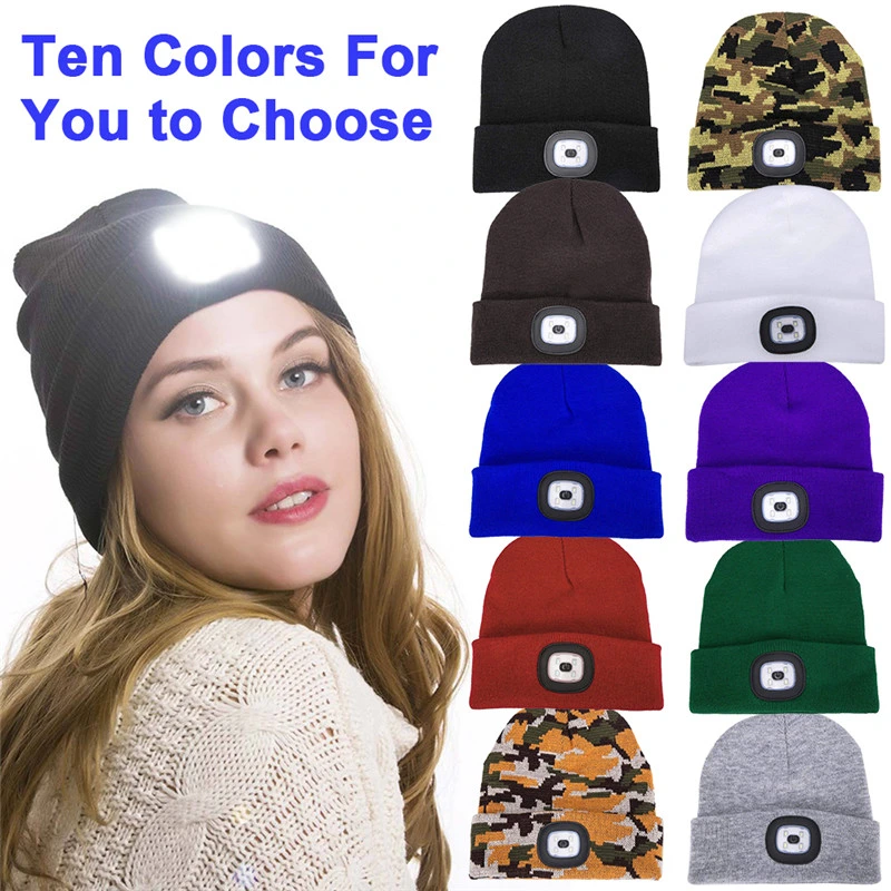 New LED Lighted Beanie Cap Hip Hop Men Women Knit Hat