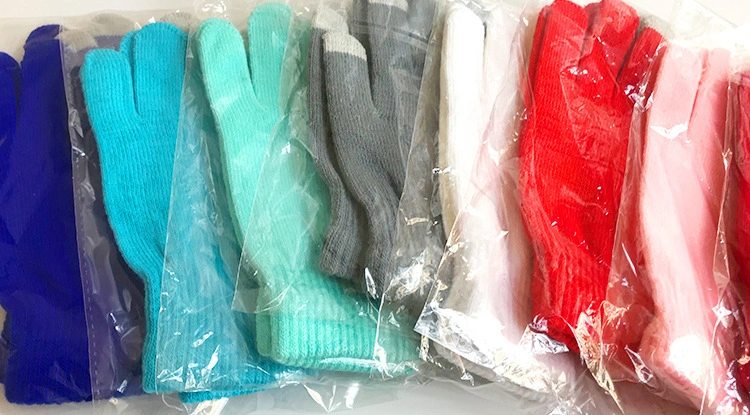 Custom Children Men and Women Mitten Logo Printed Knitted Touch Screen Magic Gloves