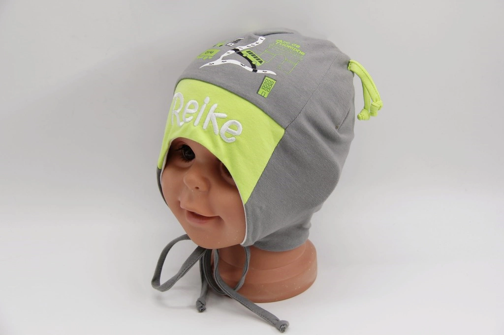 Double Layer Summer Jersey Child Hat with Embroidery and Print