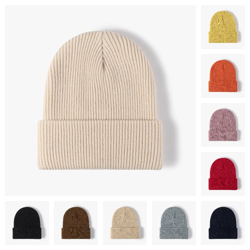 Embroidery Custom Logo Wholesale Luxury Slouchy Jacquard Winter Knitted Hats Beanie