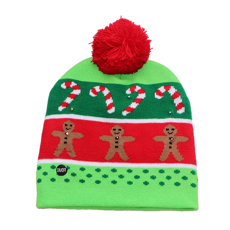 Christmas Hats with LEDs Lights Beanie Knit Tree Santa for Kids Mini Holiday Adult Small Claus Cap Decorations Knitting Hat