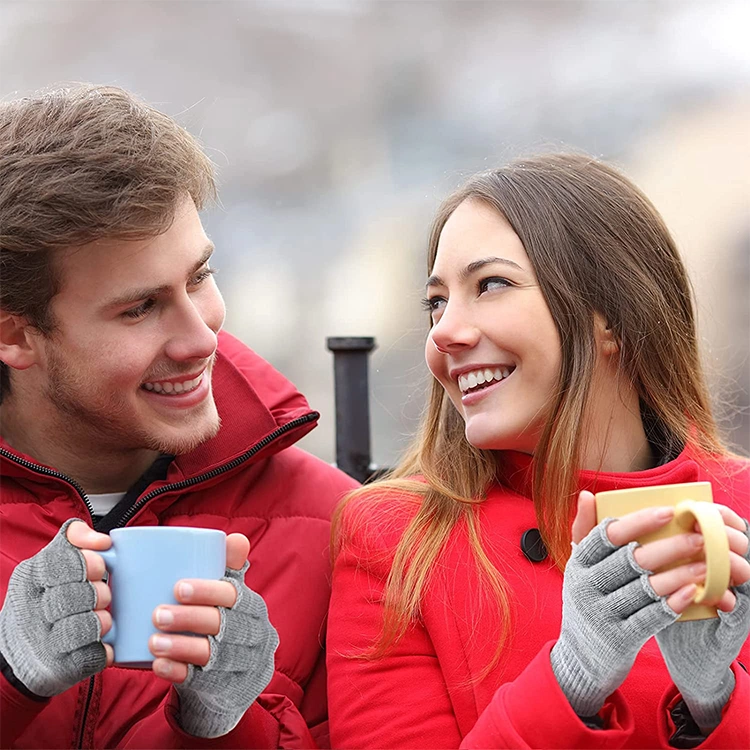 Fingerless Warm Stretchy Wool Yarn Acrylic Gloves for Men and Women