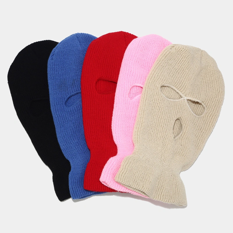 Wholesale Acrylic Knitted Mens Sports Skull Face Three Hole Ski Mask Hood Neon Custom Balaclavas