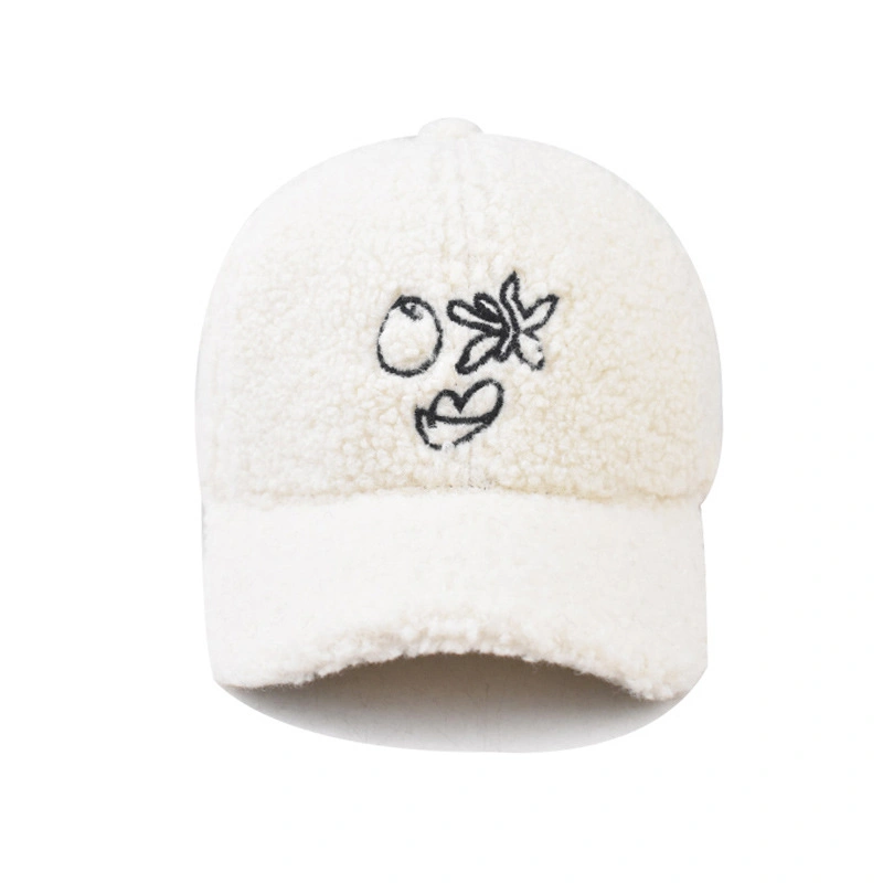 Wholesale Winter Warm Teddy Velvet Embroidery Logo Baseball Caps