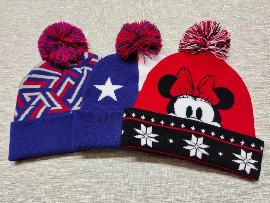 China Factory OEM Custom Design Jacquard Embroidery Winter Knitted Beanie Hat Scarf Gloves Set