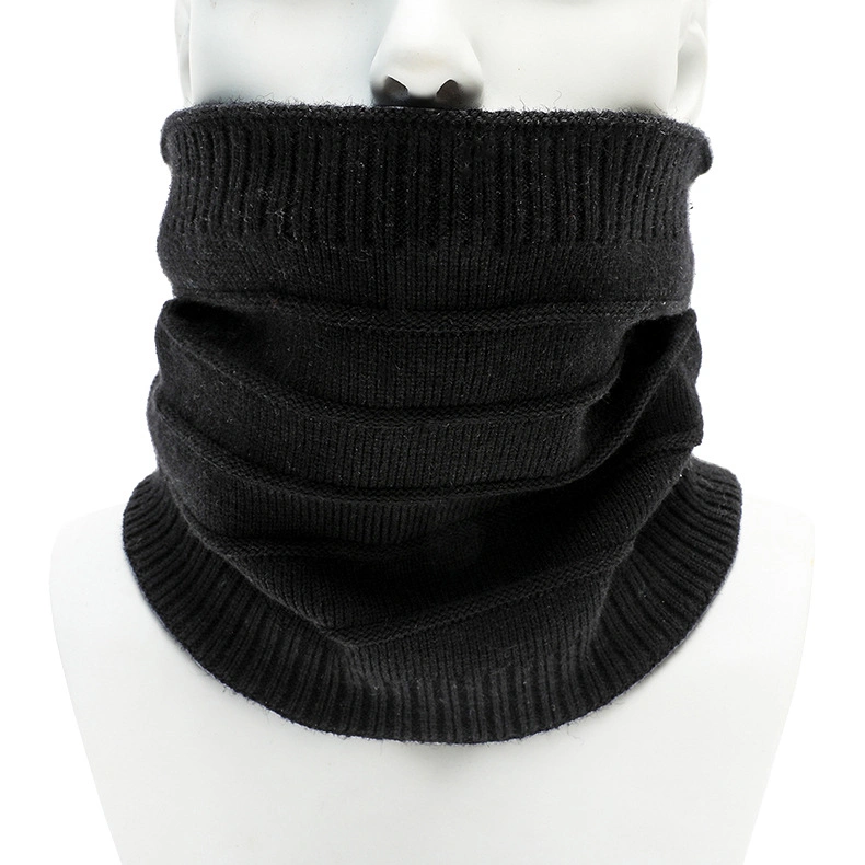 Warm Winter Fluff Line Striped Bib Solid Color Knitting Snood False Collar Thick Knit Pullover Scarf for Man and Women