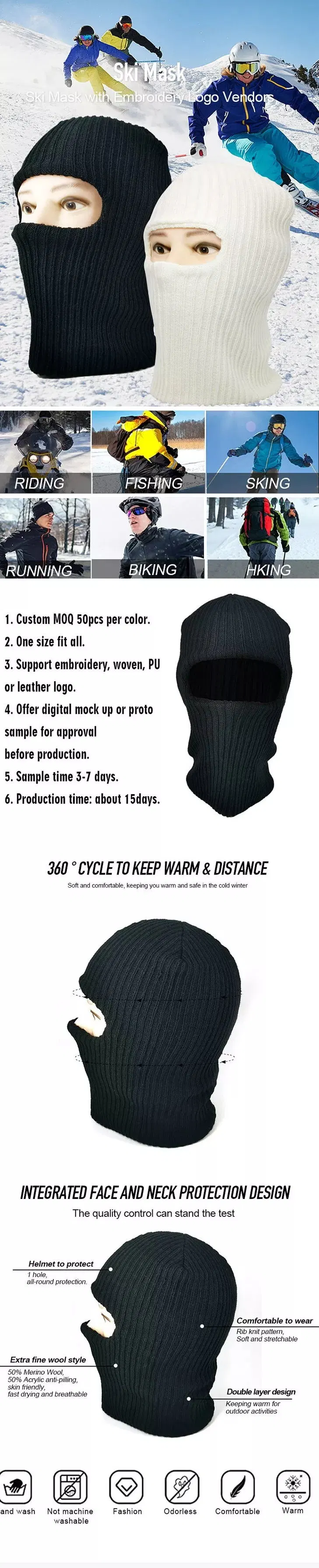 1 Hole Thinsulate Winter Open Face Balaclava