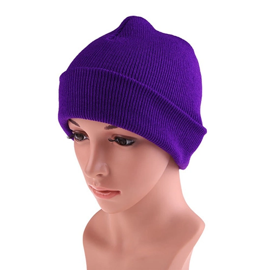 High Quality Winter Plain Dyed Custom Beanie Hat 100% Acrylic Warm Knitted Beanie Custom Logo