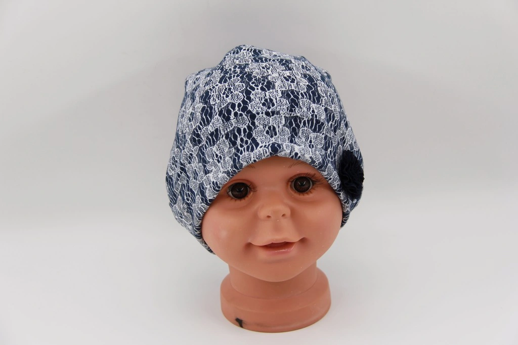 Jersey Child Hat with Print Baby Summer Hat with Lace Flower