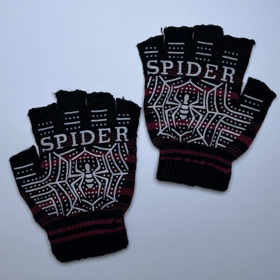 Fingerless Spider Print Anti Slip Half Finger Winter Magic Gloves Knit Cheap Factory Wholesale