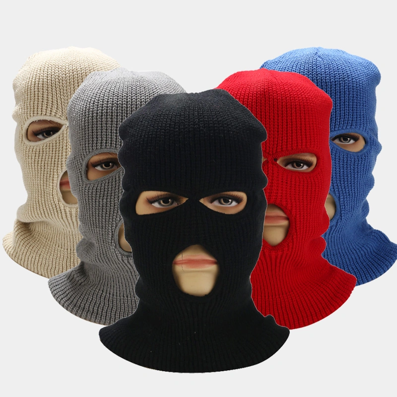 Wholesale Acrylic Knitted Mens Sports Skull Face Three Hole Ski Mask Hood Neon Custom Balaclavas