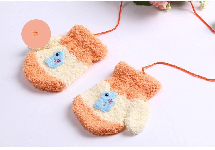 Softee Cozy Winter Knit Magic Mitten with String Applique Decoration Mitt Kids Children