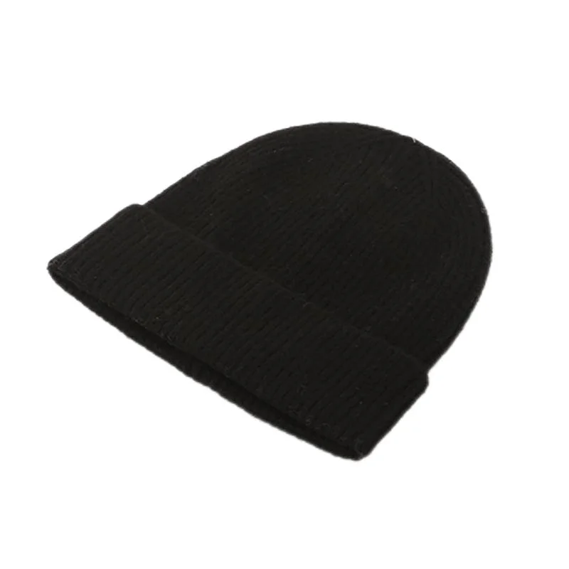 Unisex Warm Women Hat Winter Custom Black Polyester Knitted Beanie