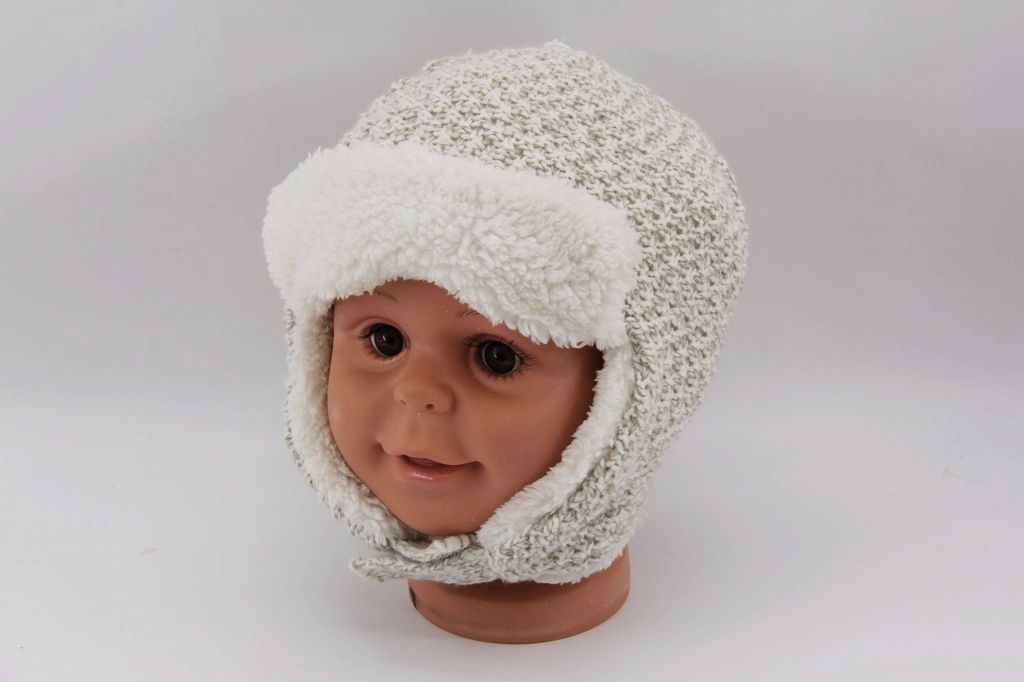 Cute Baby Knitted Hat with Polar Fleece Winter Warmer Earmuff