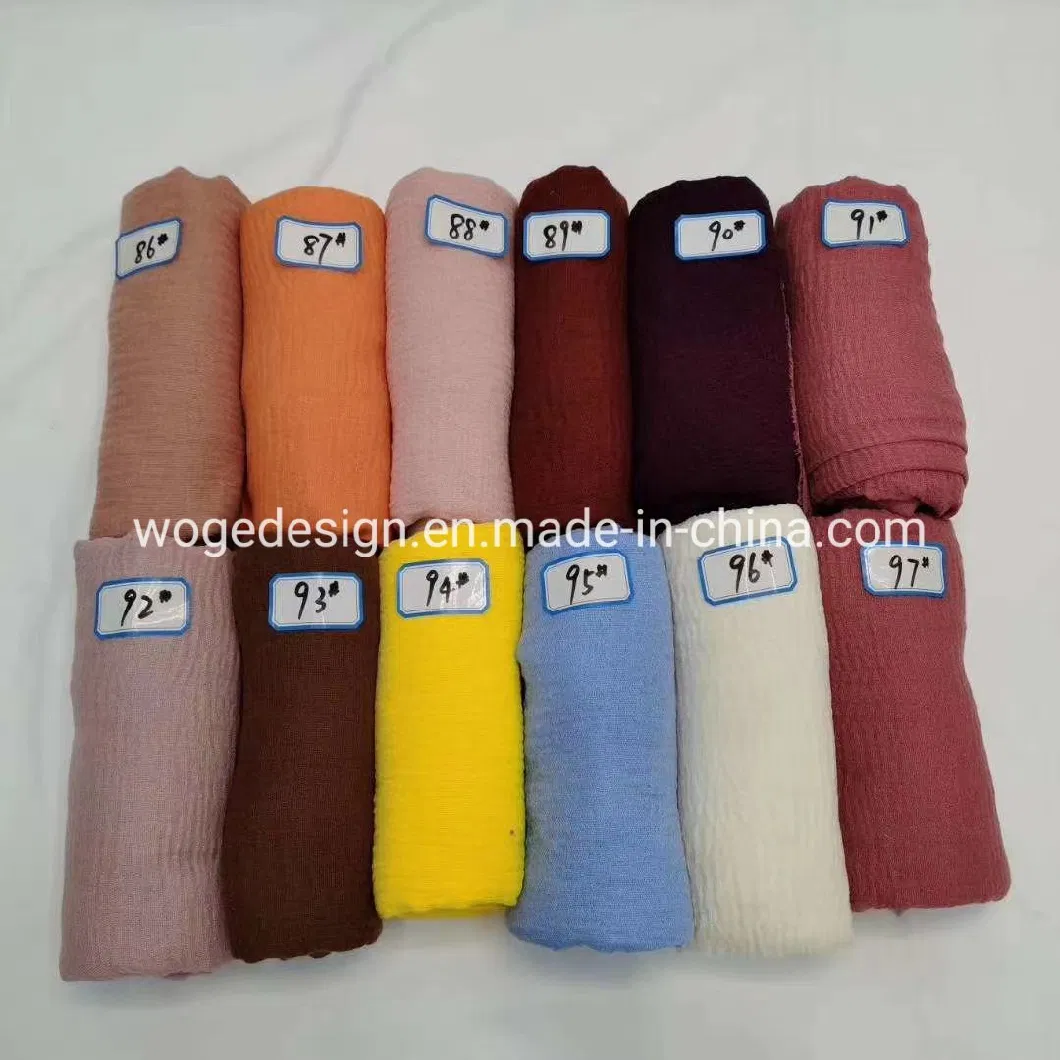 Fashion Yiwu Manufacturer Hot Sold Muslim Shawls Muffler Neck Cover Wrap Viscose Fabric Ladies Hijab Scarf with 105colors Available