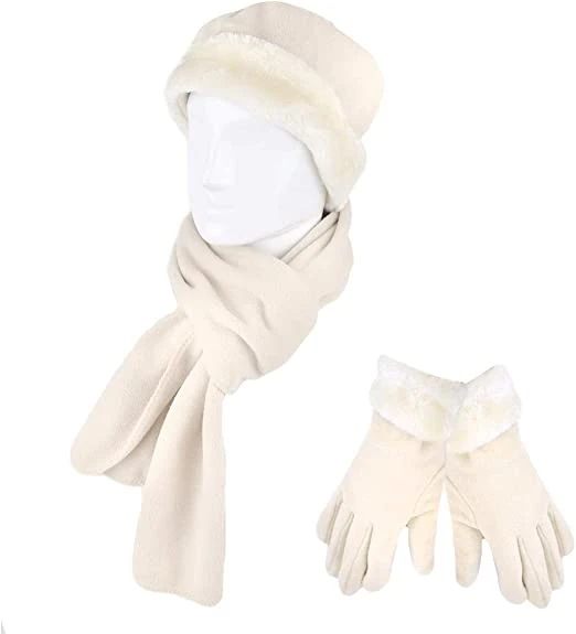 Women Hat and Glove Warm Set Winter Hats Gloves Blue Scarves