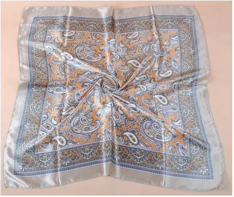 Classic Paisley Cashew Floral 90cm Square Satin Scarf Women&prime; S Vintage Print Scarf