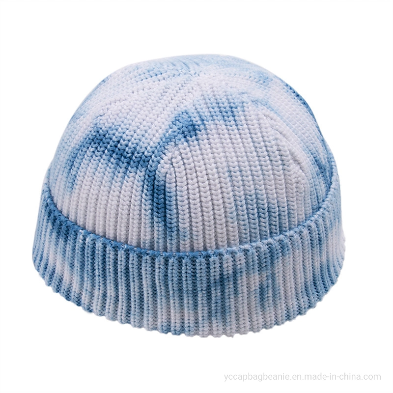 Custom Winter Warm Acrylic Tie Dyed Knit Bobble Beanie Hat