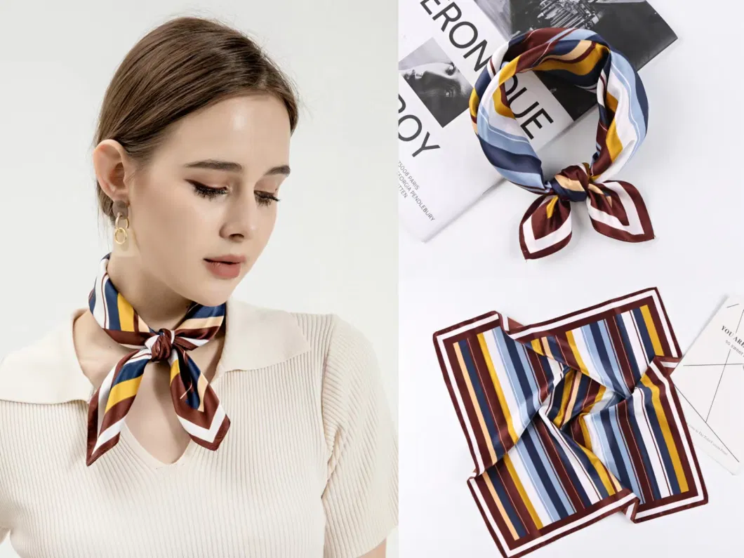 50X50cm Custom Printed Square Silk Satin Scarf Polyester Scarves Hairband Bag Band Neck Scarf