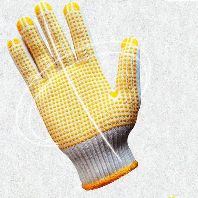 Custom Cheap Winter Working Cotton Hand PVC Single Side Grip Printed Dotted Gloves