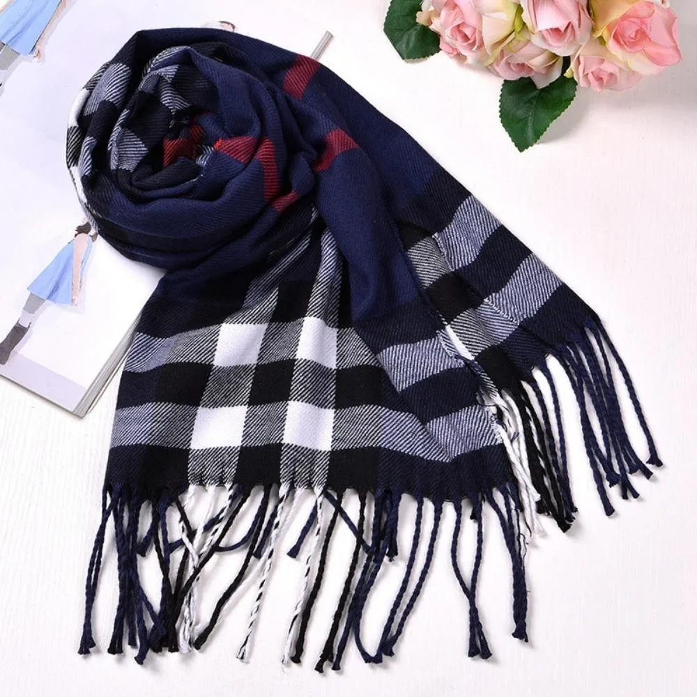 Neck Scarves Warm Shawls Autumn Winter British Plaid Scarf Men Women Bl19976