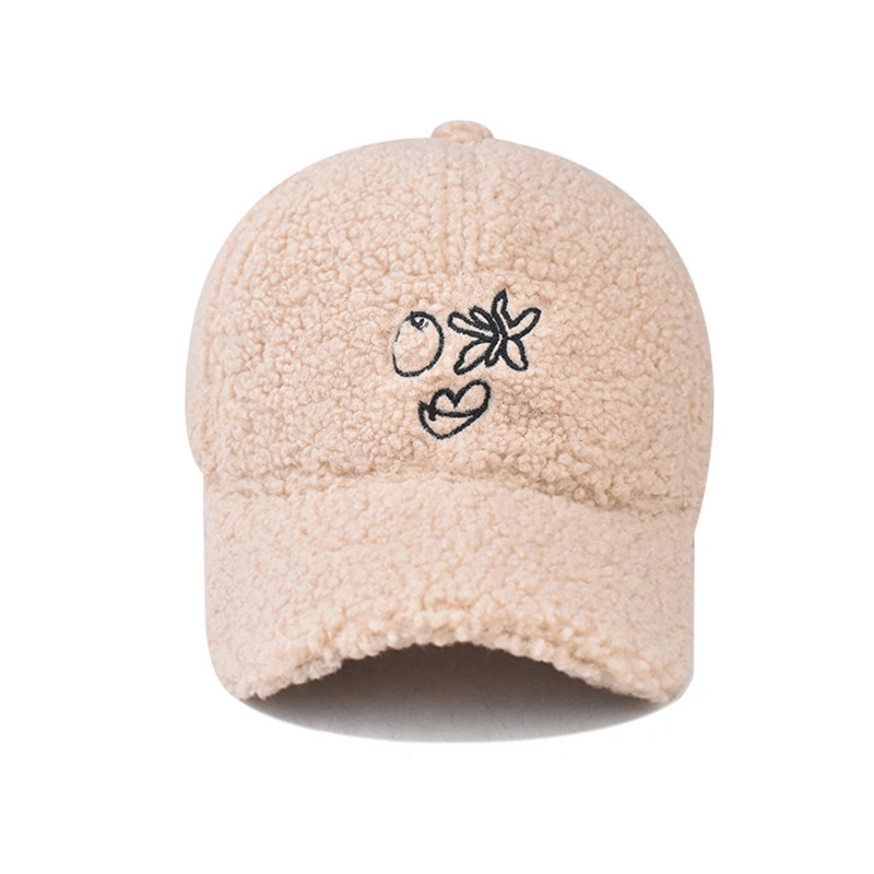 Wholesale Winter Warm Teddy Velvet Embroidery Logo Baseball Caps