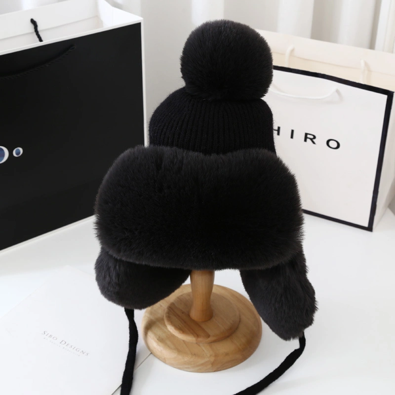 Winter Thickened Cold-Proof Knitted Plush Warm Ear Protection Ski Hat