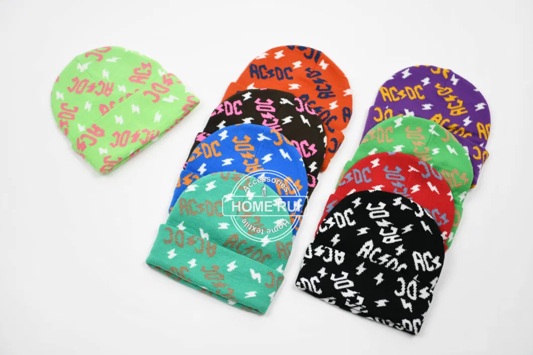 Unisex Fisherman Y2K All Over Print Letter Jacquard Beanie Hats for Winter with Custom Logo All Color Low MOQ Manufacturer