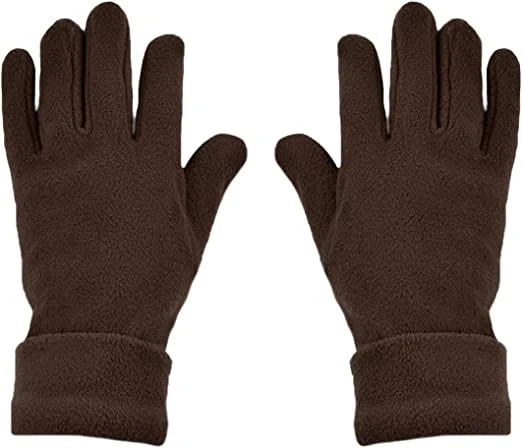 Fleece Winter Warm Hat and Glove Set Hats Gloves Brown Scarves