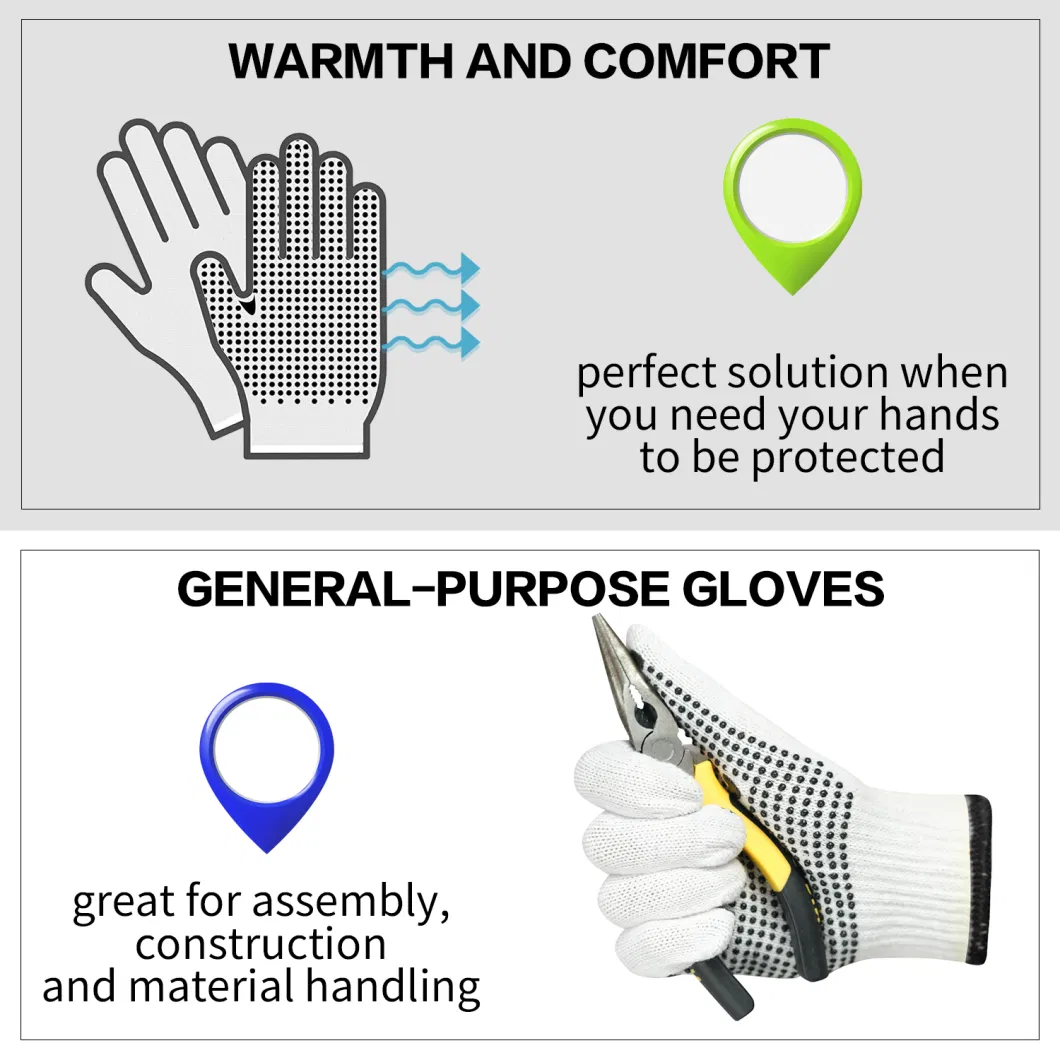 China Wholesale Price Safety/Work/Labor Glove Industrial/Construction/Working Guante PVC Dotted/Dots Cotton Knitted Gloves